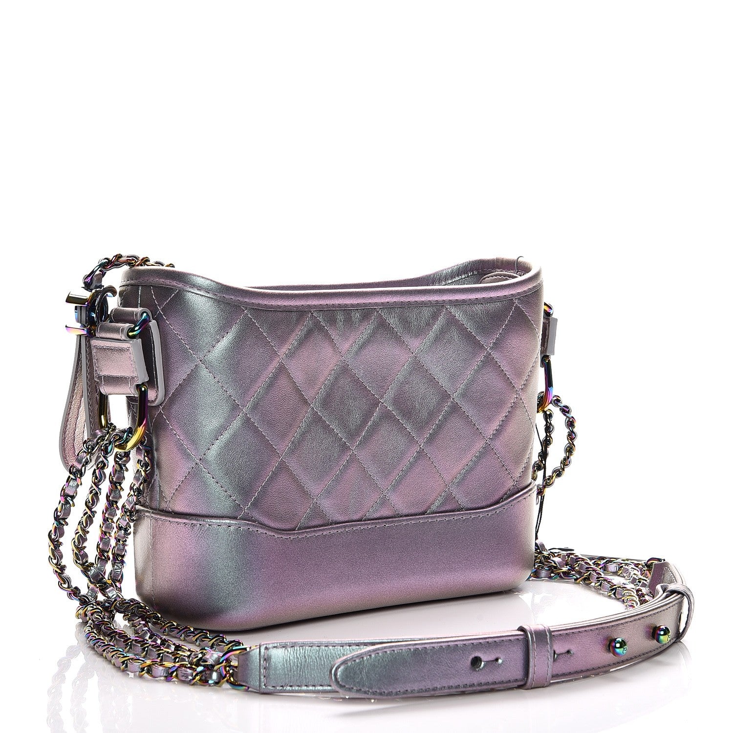 Chanel Iridescent Lambskin Calfskin Quilted Small Gabrielle Hobo Light Purple 3 of 7