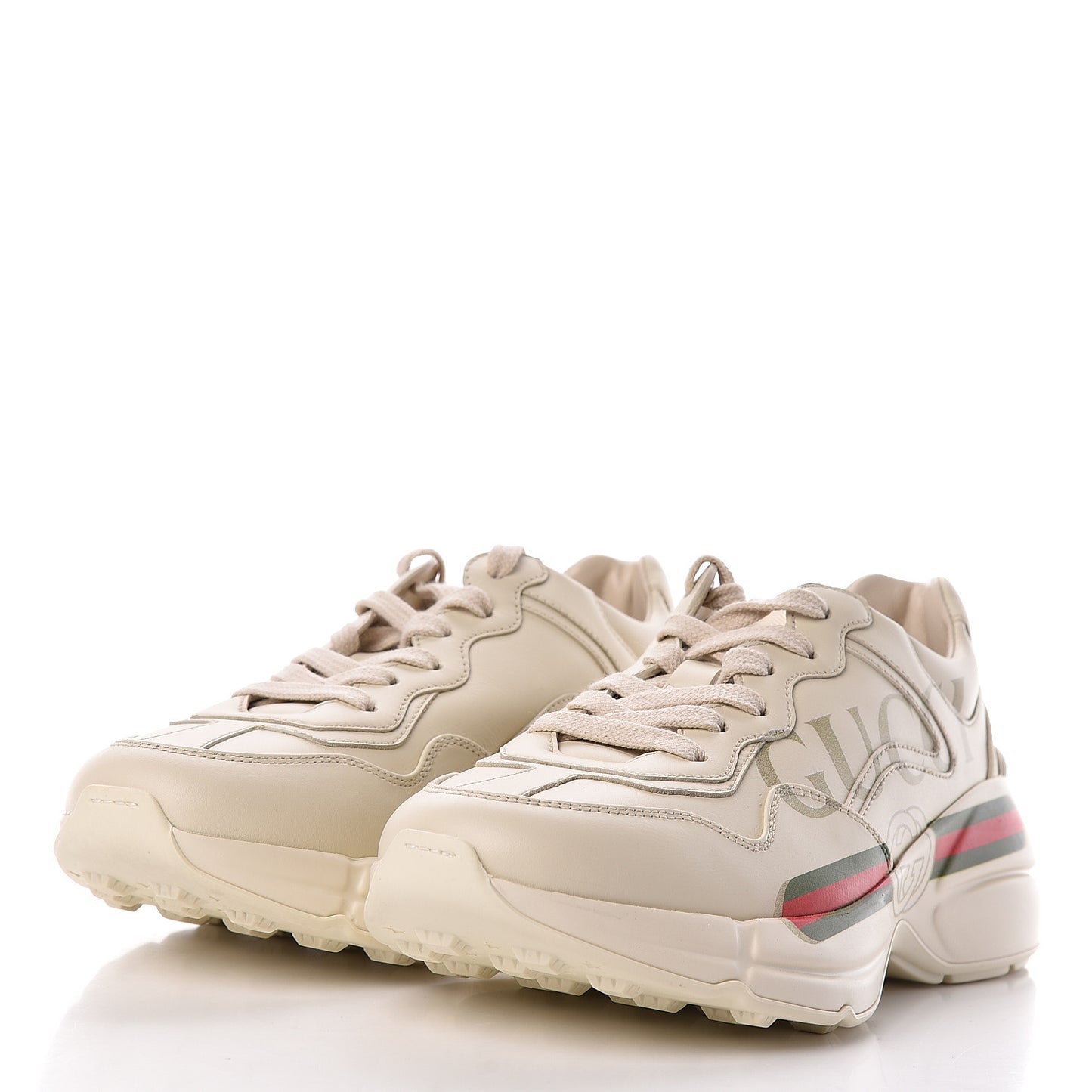 Calfskin Logo Womens Rhyton Sneakers 37.5 Ivory