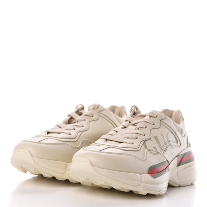 Gucci Calfskin Logo Womens Rhyton Sneakers 37.5 Ivory 3 of 9