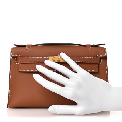 Hermes Swift Kelly Pochette Clutch Gold 2 of 11