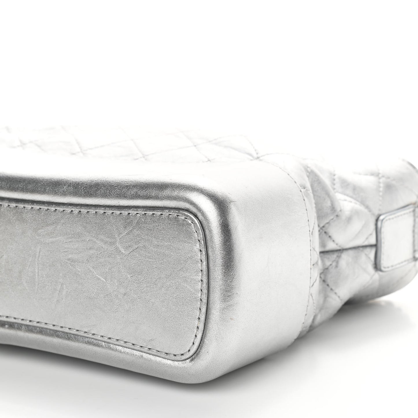Metallic Lambskin Calfskin Quilted Medium Gabrielle Hobo Silver