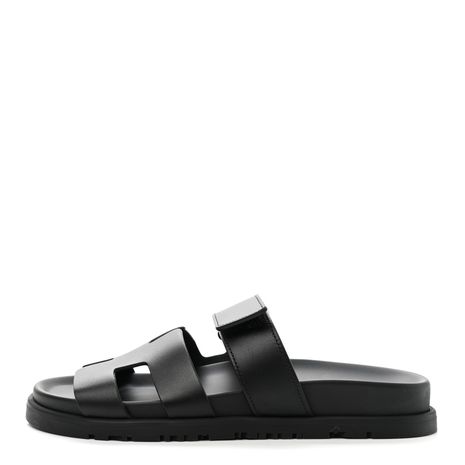 Hermes Calfskin Womens Chypre Sandals 35 Black 1 of 9