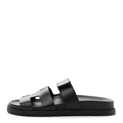 Hermes Calfskin Womens Chypre Sandals 35 Black 1 of 9