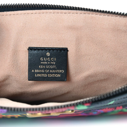 Gucci X KEN SCOTT Calfskin Matelasse Floral Print GG Marmont Zip Pouch Black 6 of 7