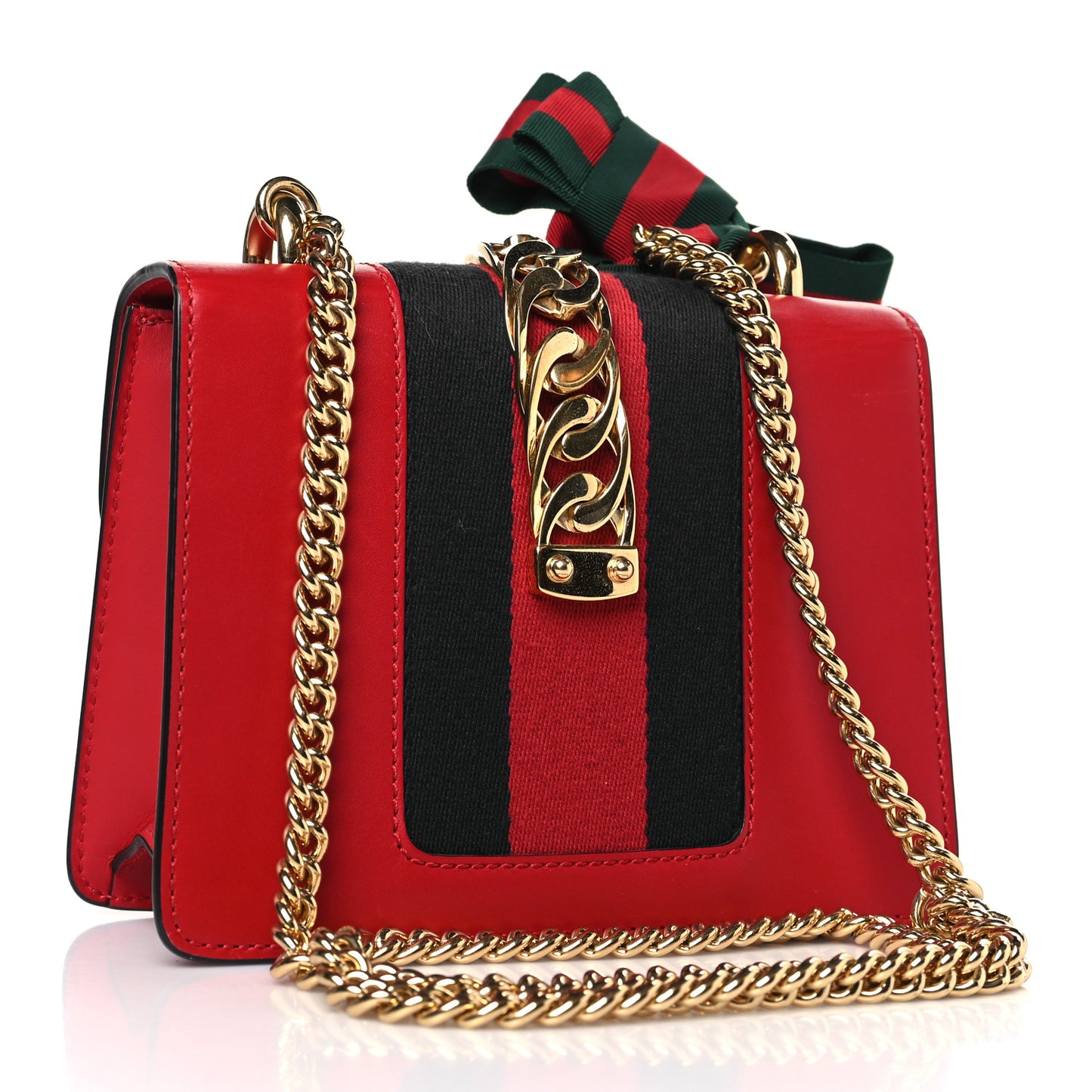 Calfskin Mini Sylvie Chain Shoulder Bag Hibiscus Red
