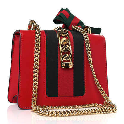 Gucci Calfskin Mini Sylvie Chain Shoulder Bag Hibiscus Red 3 of 9