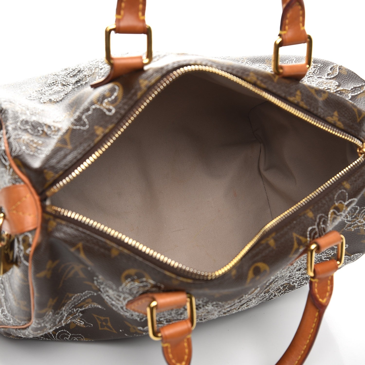 Louis Vuitton Monogram Dentelle Speedy 30 Silver 5 of 15