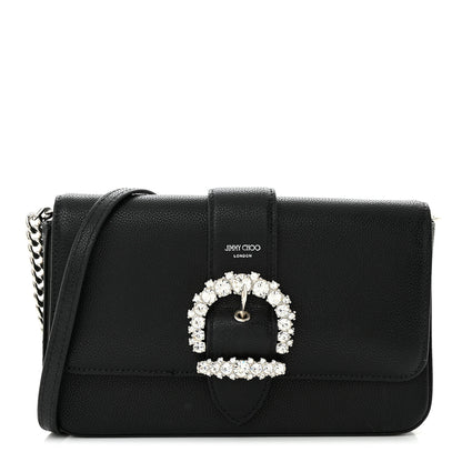 Jimmy Choo Calfskin Crystal Cheri Wallet on Chain Bag Black 1 of 8