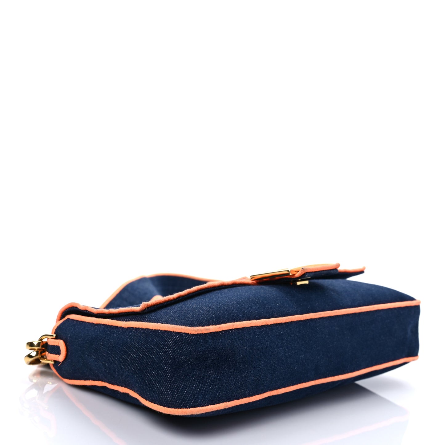 Denim Large Baguette Blue Arancio Fluo