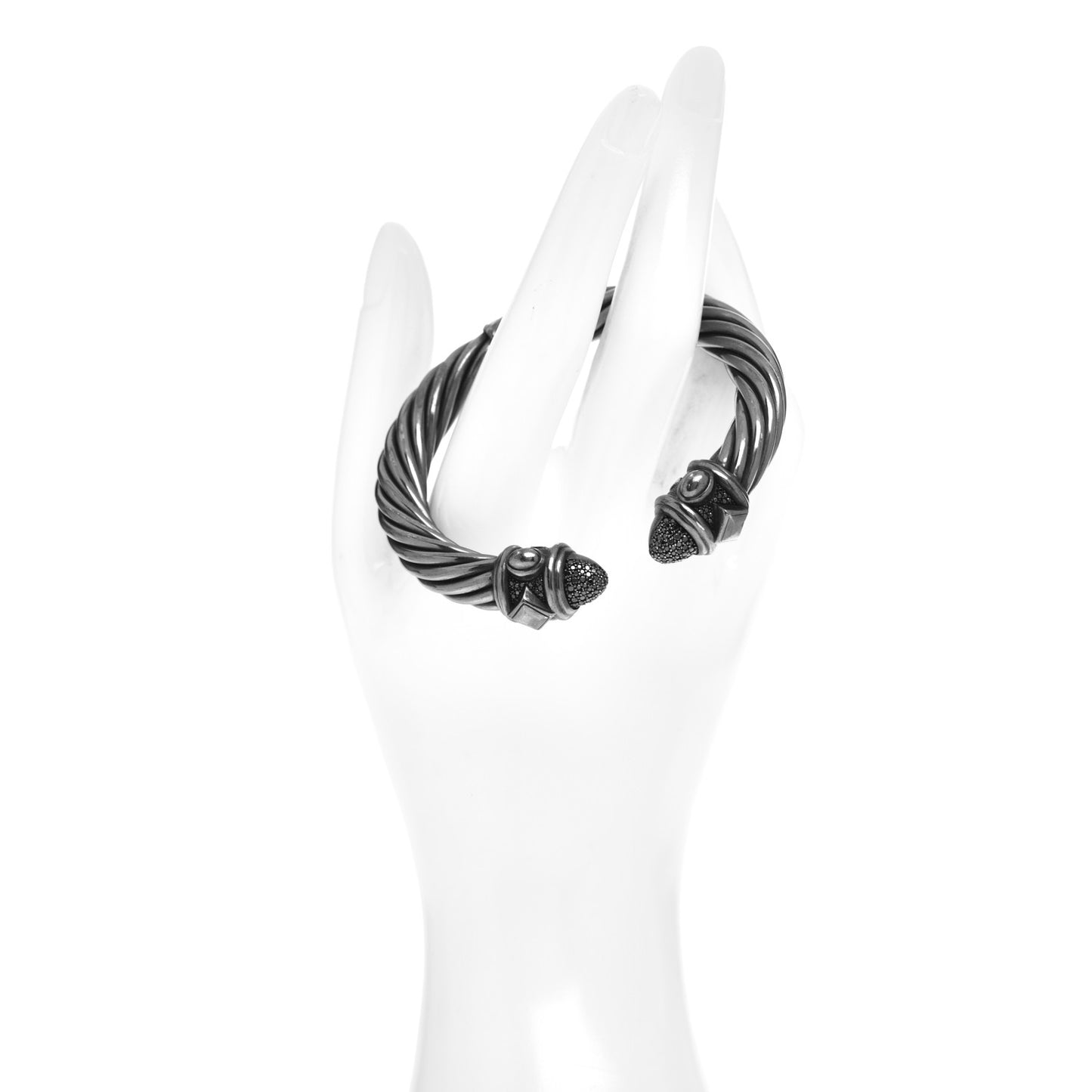 Darkened Sterling Silver Black Diamond 10mm Renaissance Bracelet
