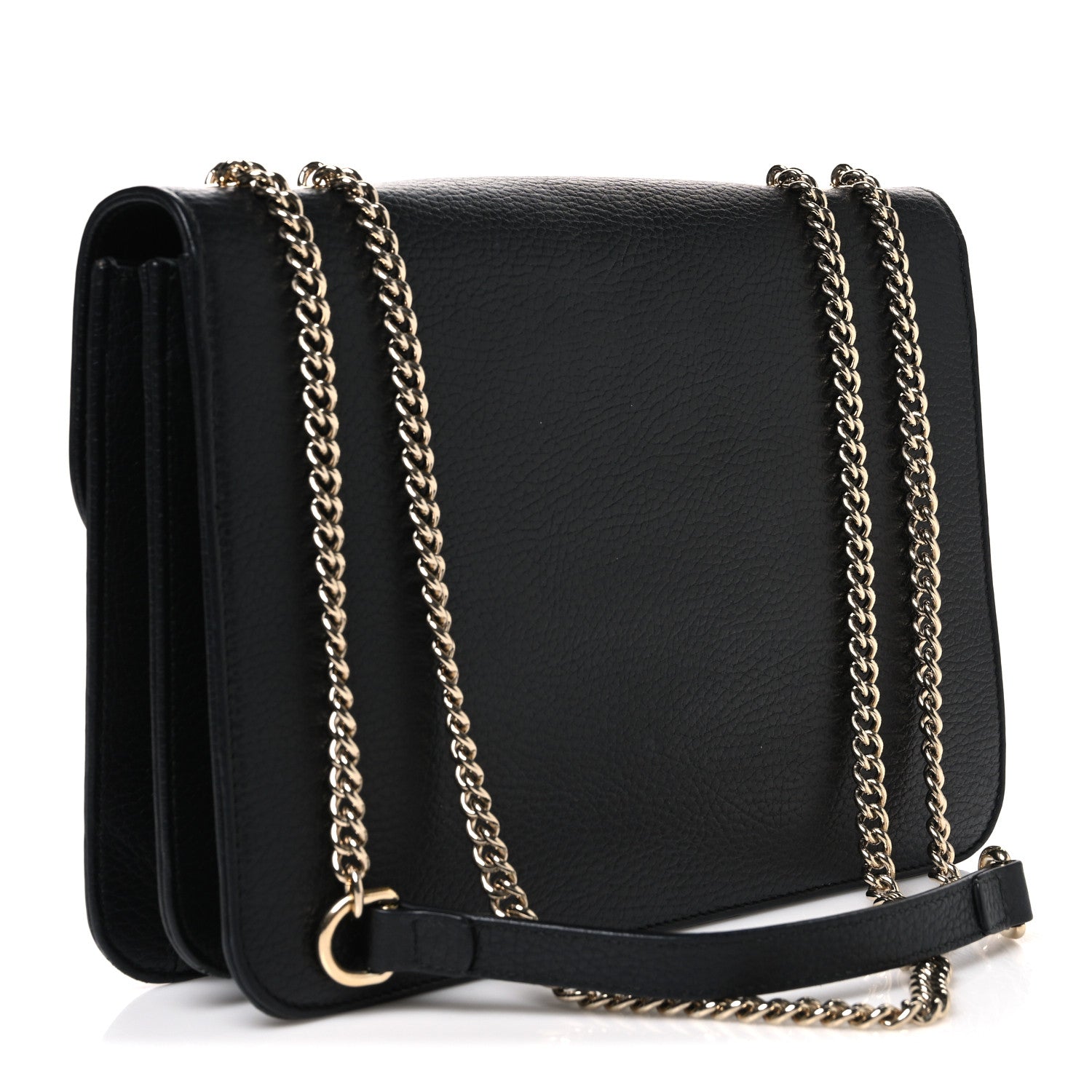 Gucci Dollar Calfskin Interlocking G Shoulder Bag Black 3 of 11