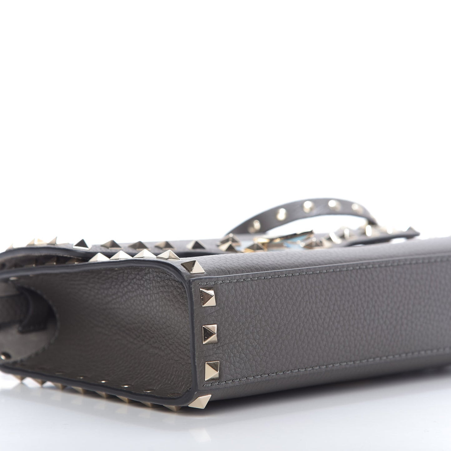 Pebbled Calfskin Medium Rockstud Flip Lock Crossbody Bag Graphite