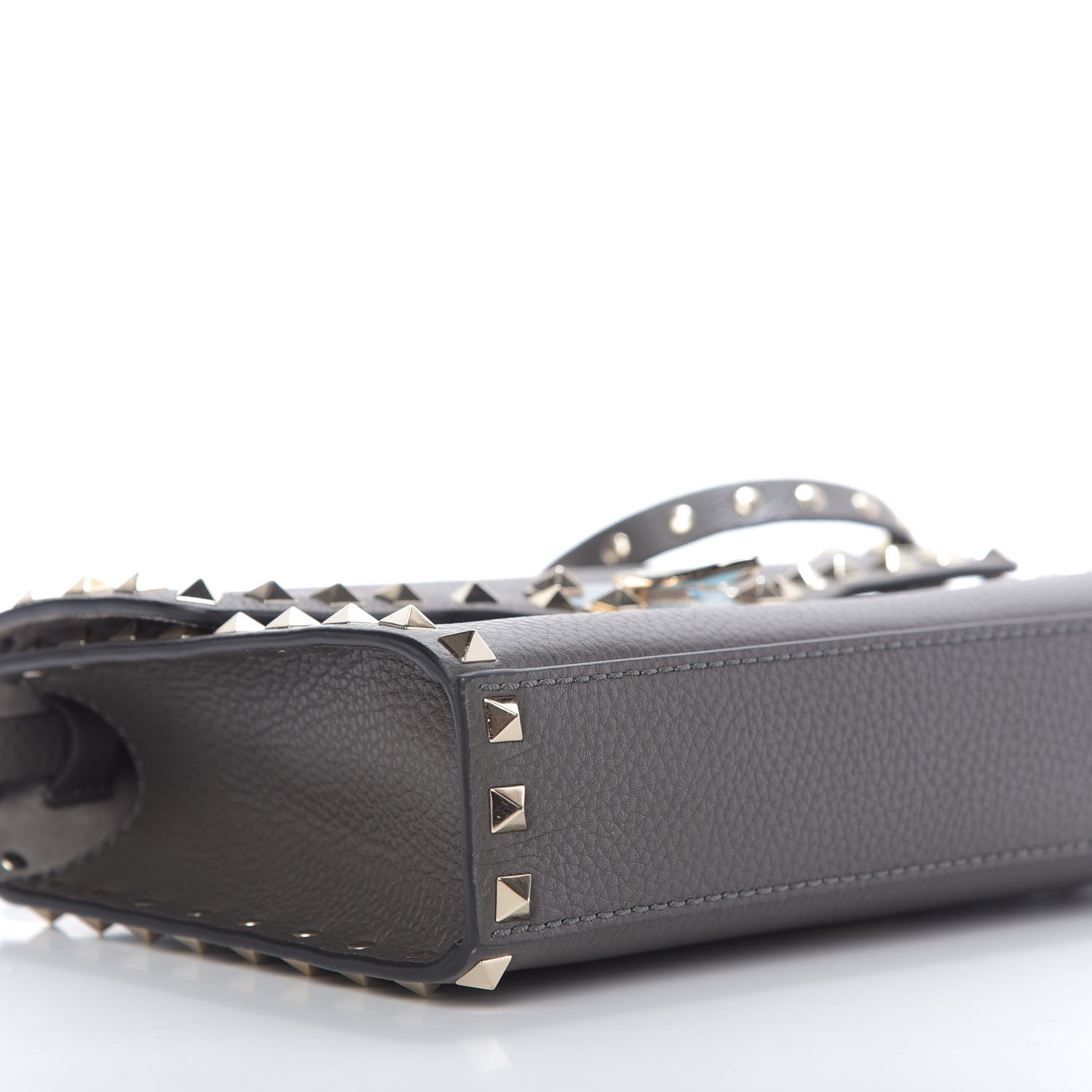 Valentino Garavani Pebbled Calfskin Medium Rockstud Flip Lock Crossbody Bag Graphite 6 of 9