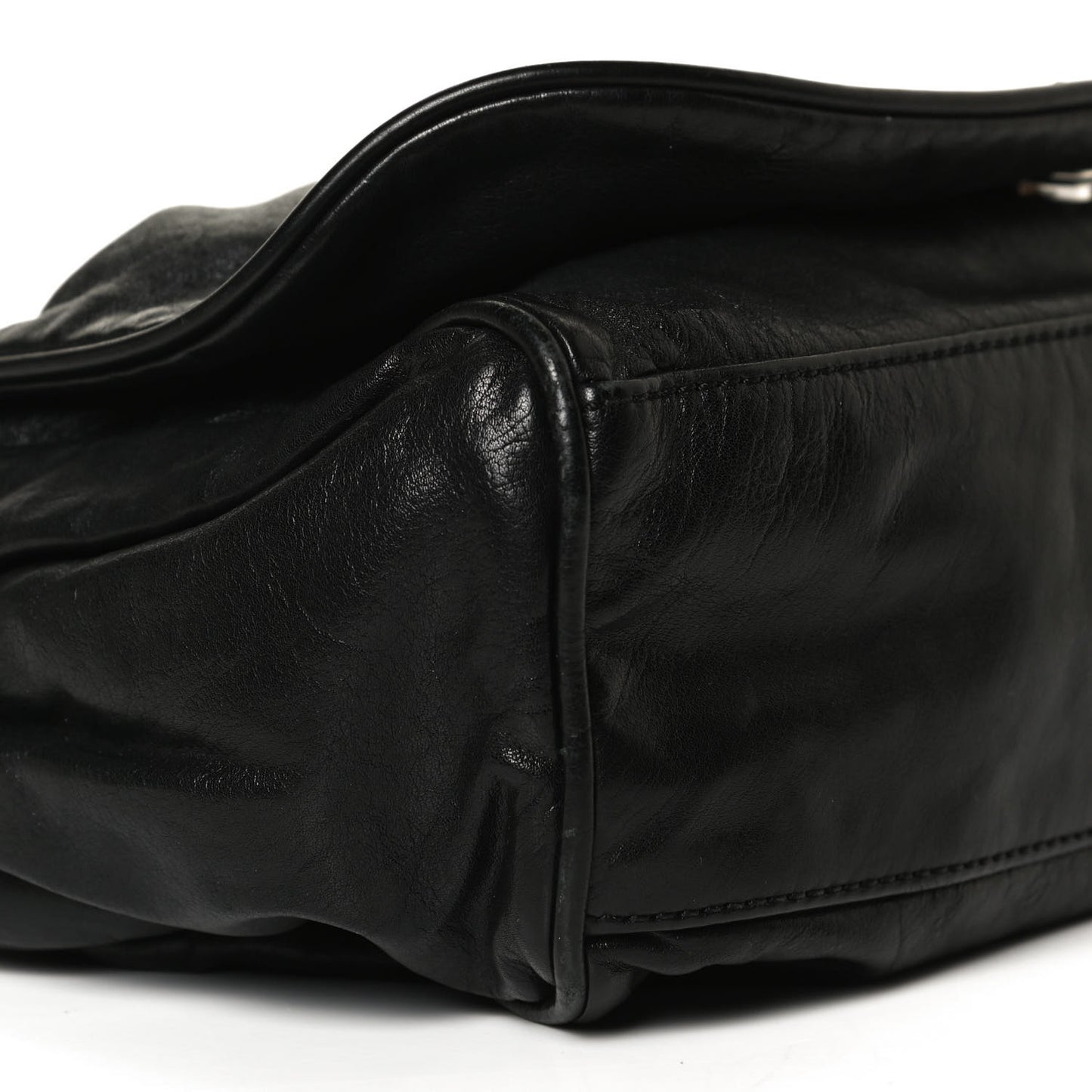 Calfskin Large Rock and Chain Flap Black