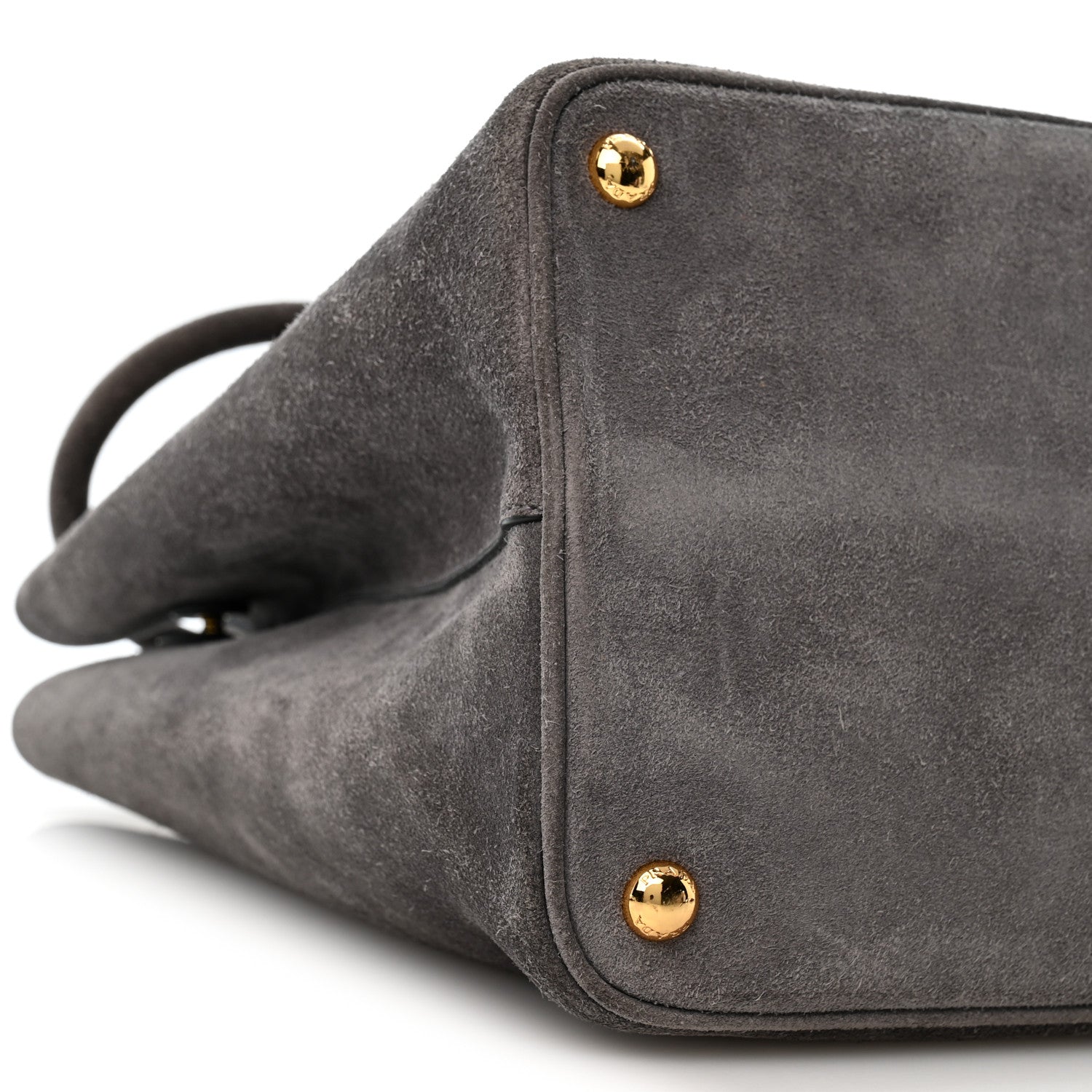 Prada Scamosciato Suede Medium Double Bag Tote Grigio 9 of 14