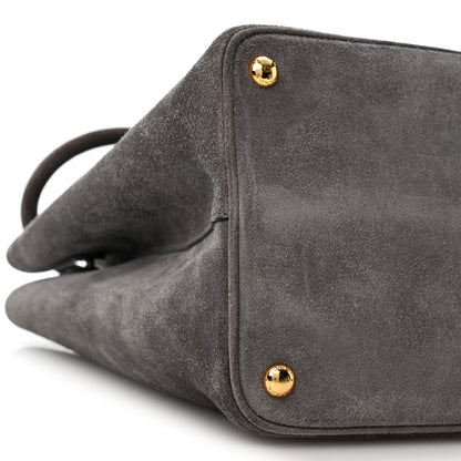 Prada Scamosciato Suede Medium Double Bag Tote Grigio 9 of 14