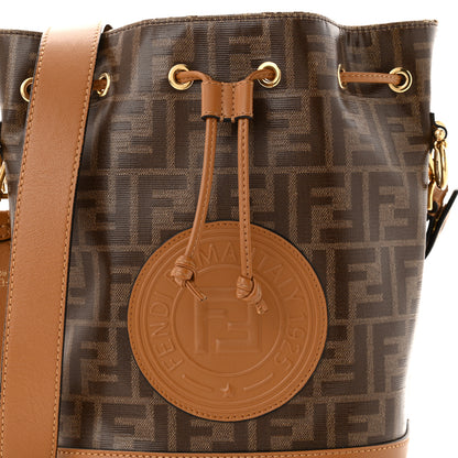 Fendi Glazed Fabric Vitello Grace F is Fendi FF 1974 Stamp Patch Grande Mon Tresor Bucket Bag Mogano Panna Nocciola 8 of 11