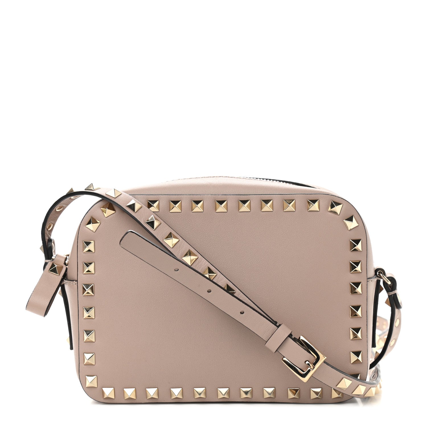 Valentino Garavani Calfskin Rockstud Camera Crossbody Bag Poudre 1 of 9