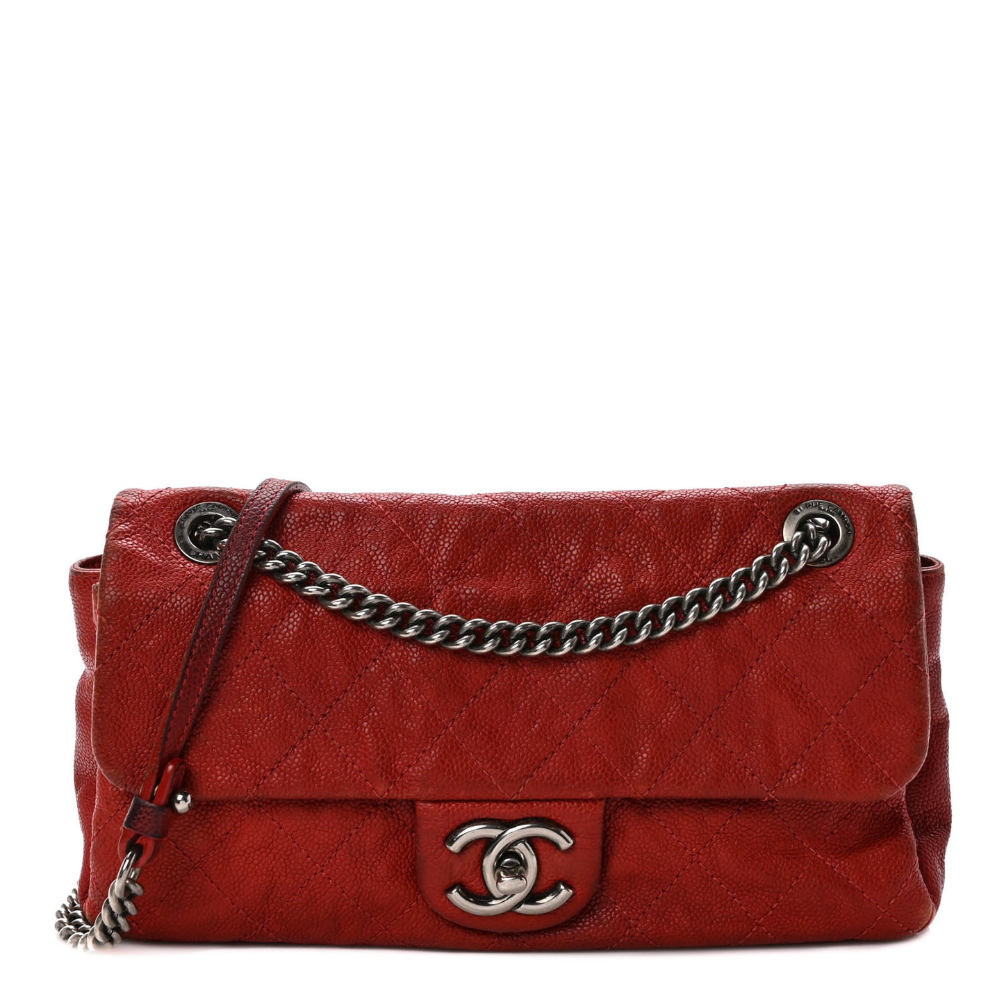 Caviar Quilted Medium Simply CC Flap Red