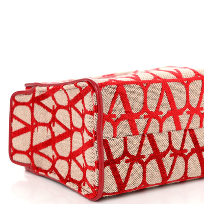 Valentino Garavani Toile Iconographe Goatskin Mini Le Troisieme Shopping Bag Naturale Rosso Valentino 8 of 9