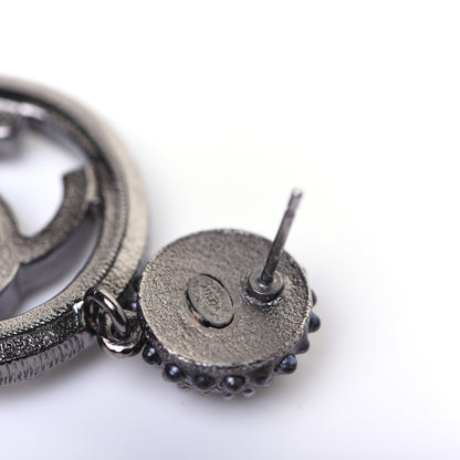Chanel Ruthenium Beaded CC Drop Earrings Dark Grey 3 of 9