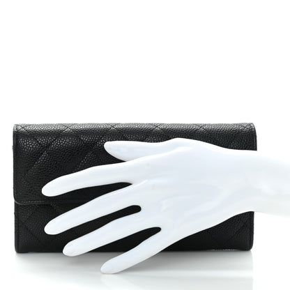Chanel Caviar Quilted Large Gusset Flap Wallet Black 2 of 12