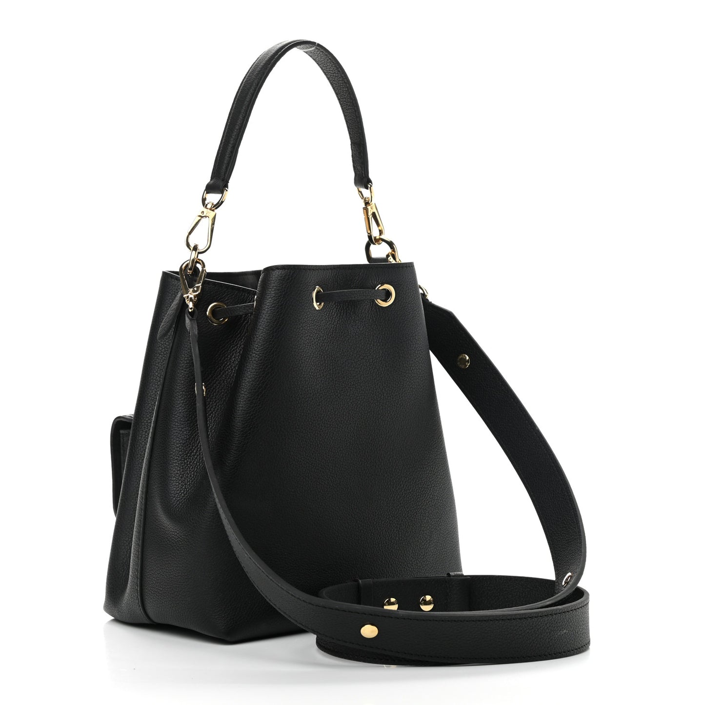 Calfskin Lockme Bucket MM Black