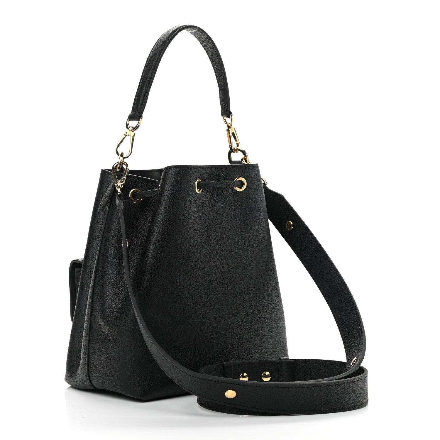 Louis Vuitton Calfskin Lockme Bucket MM Black 3 of 12