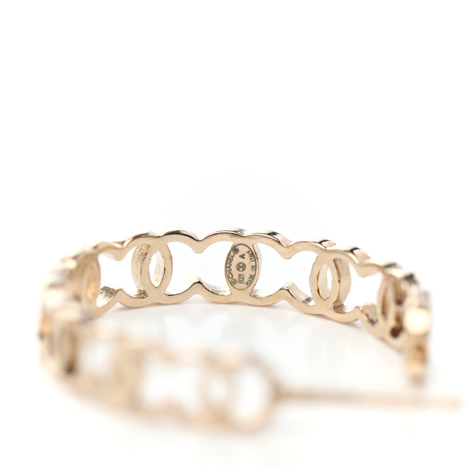 Chanel Metal CC Hoop Earrings Gold 4 of 4