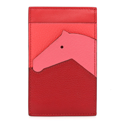 Hermes Evercolor Chevre Mysore Swift Les Petits Chevaux Card Holder Piment Rose Lipstick Rose Texas Rouge De Coeur 1 of 9