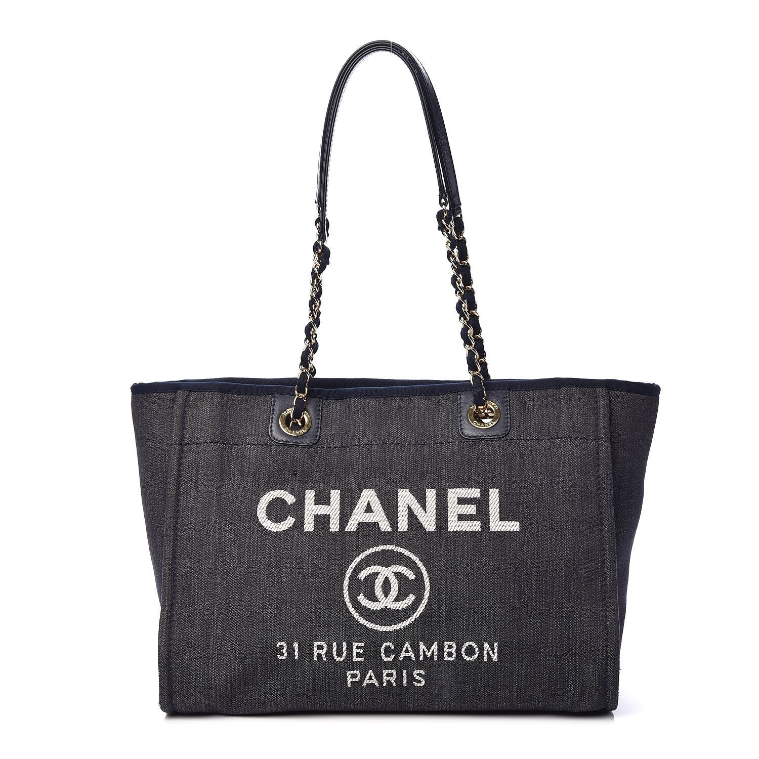 Chanel Denim Small Deauville Tote Dark Blue 1 of 19