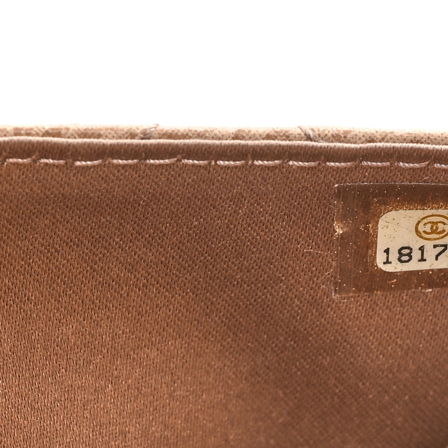 Crackled Coated Fabric Quilted Wallet On Chain WOC Beige