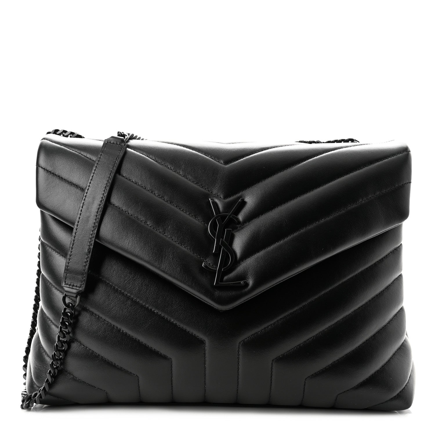 Saint Laurent Calfskin Y Quilted Monogram Monochrome Medium Loulou Chain Satchel Black 1 of 10