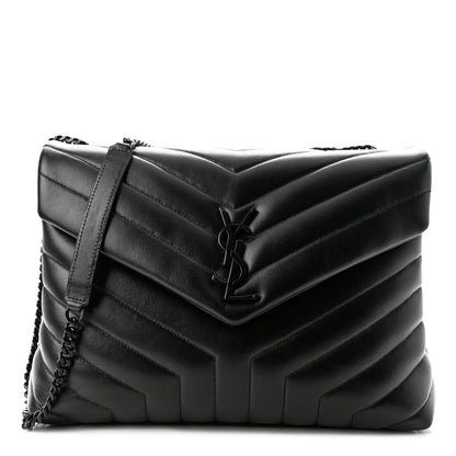 Saint Laurent Calfskin Y Quilted Monogram Monochrome Medium Loulou Chain Satchel Black 1 of 10