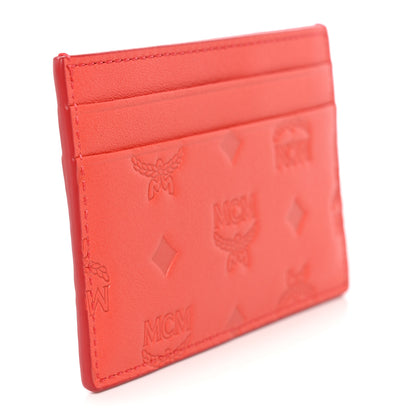 MCM Calfskin Ottomar Monogram Card Case Hot Coral 3 of 7