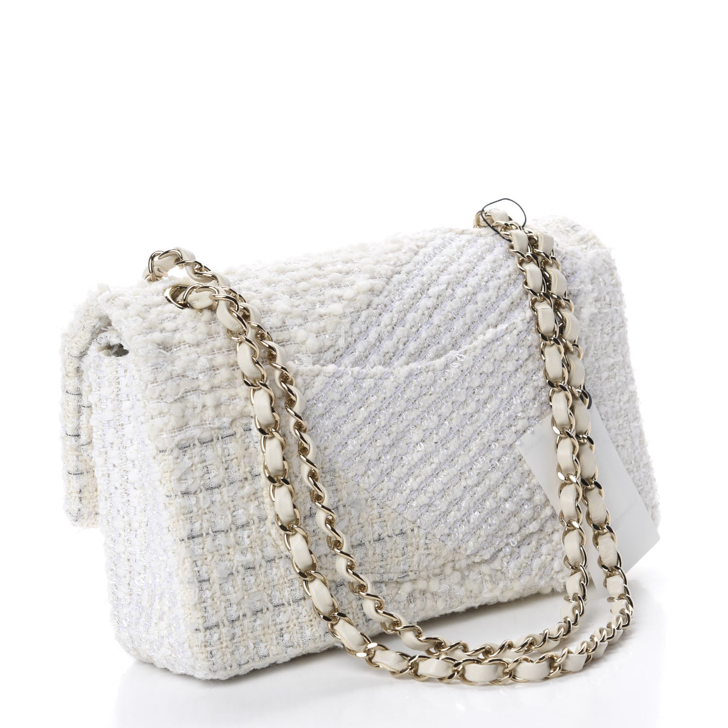 Chanel Tweed Patchwork Medium Double Flap White 3 of 11