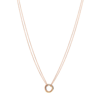 Cartier 18K Pink Yellow White Gold Trinity Double Chain Pendant Necklace 1 of 5