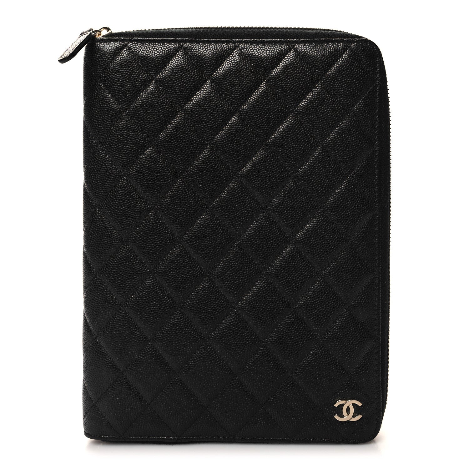 Chanel Caviar Quilted Zip Around Notebook Agenda Cover Black 1 of 12