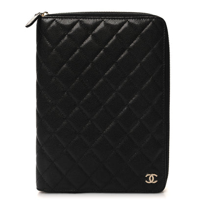 Chanel Caviar Quilted Zip Around Notebook Agenda Cover Black 1 of 12