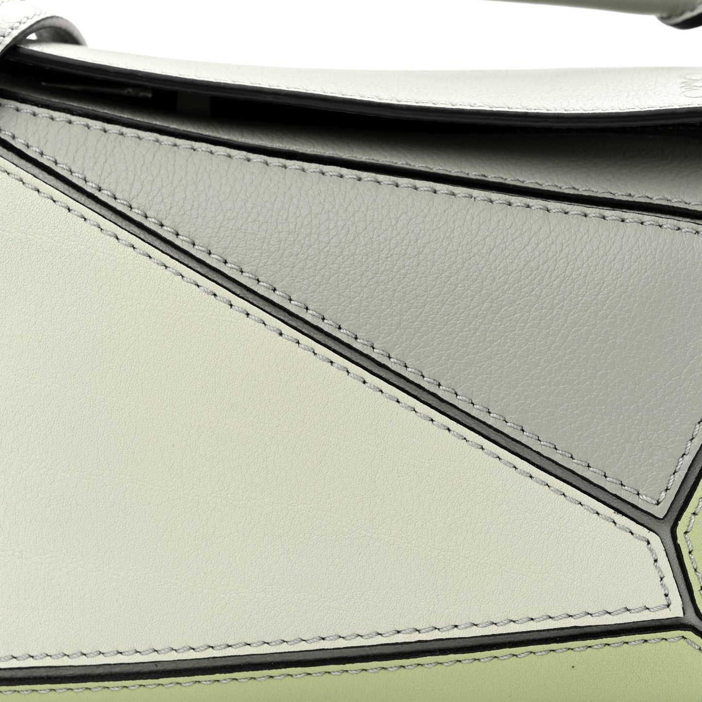 Calfskin Mini Puzzle Bag Ash Grey Light Celadon