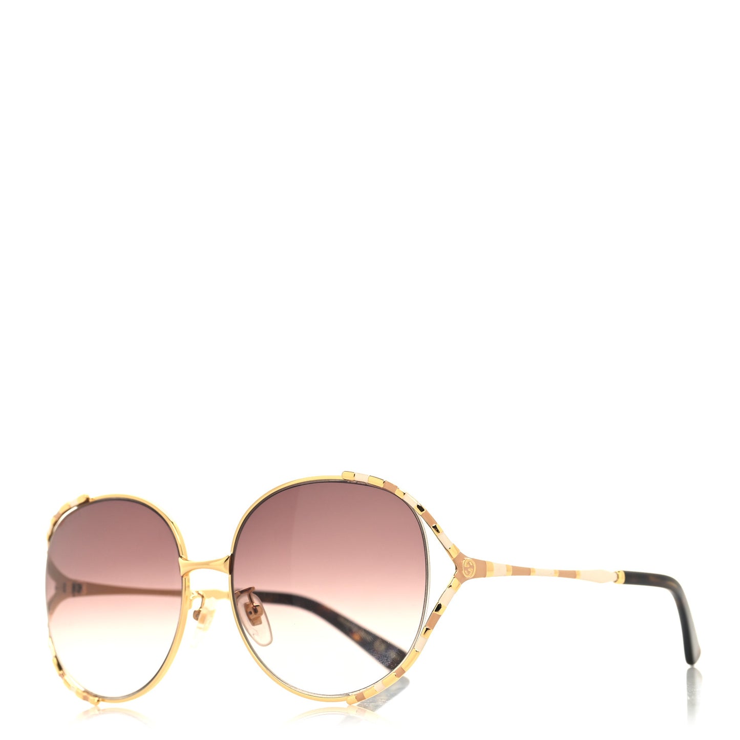 Metal Round Frame GG0595S Sunglasses Gold Brown