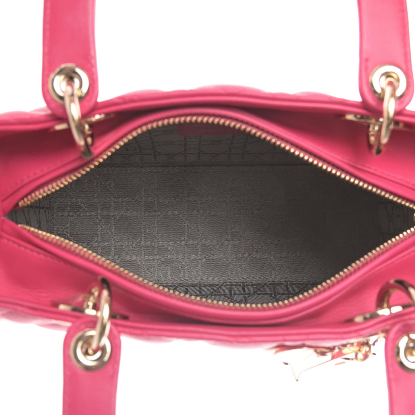 Lambskin Cannage Medium Lady Dior Fuchsia