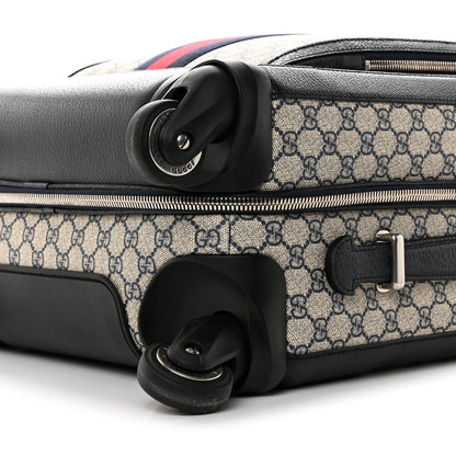 Gucci GG Supreme Monogram Textured Dollar Calfskin Web Small Savoy Cabin Trolley Beige Blue 10 of 12