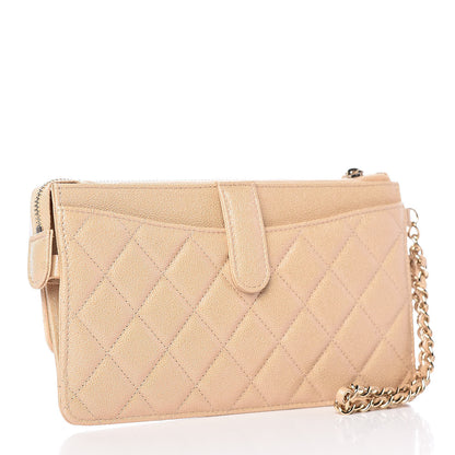 Chanel Iridescent Caviar Quilted Classic Pouch With Handle Beige 3 of 7
