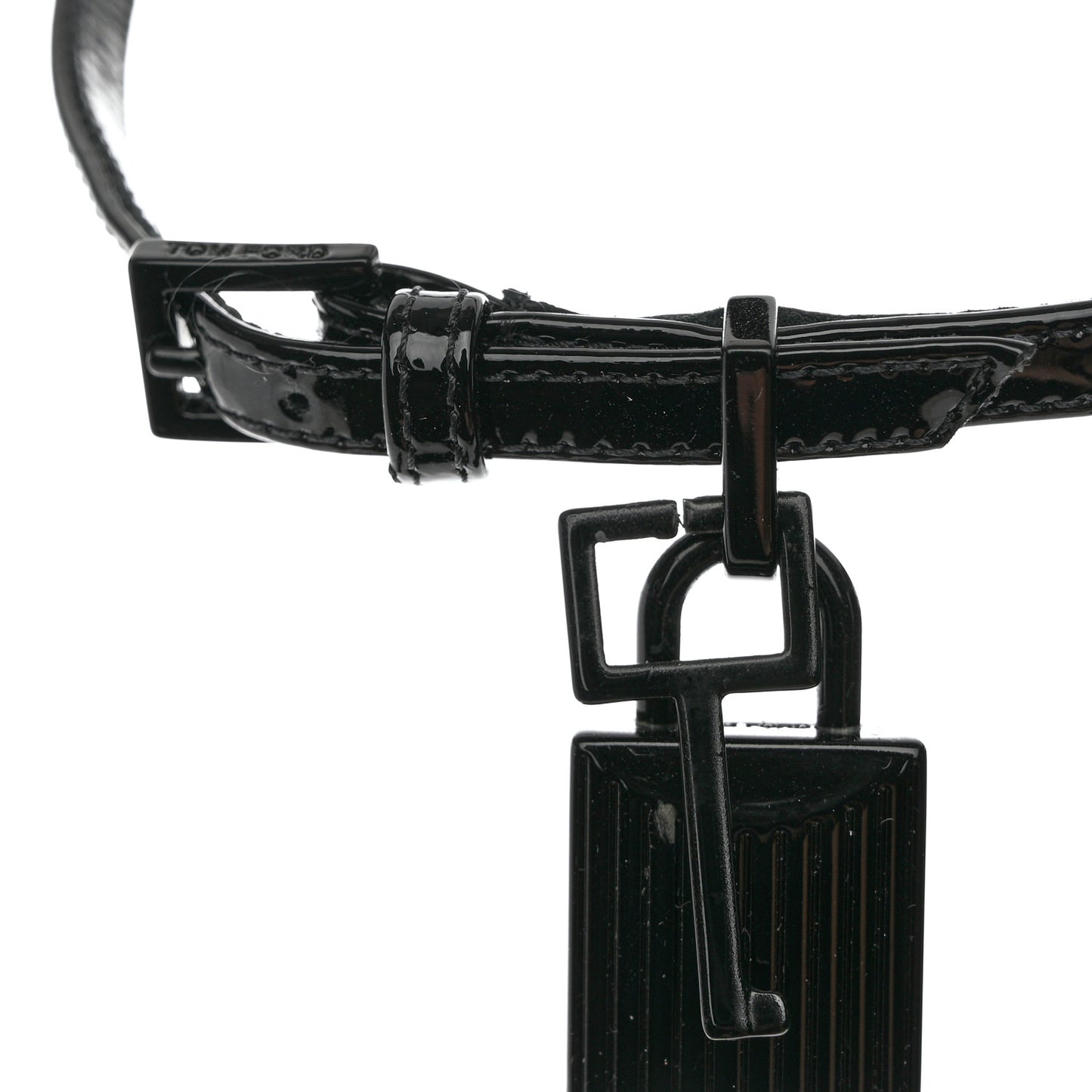 Patent Padlock Stiletto 105mm Sandals 37.5 Black