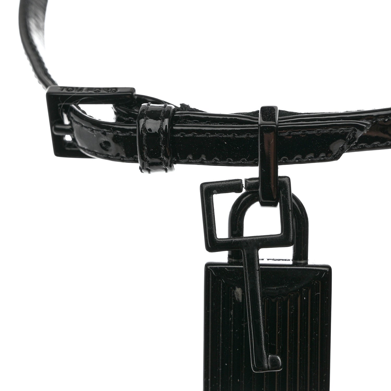 Tom Ford Patent Padlock Stiletto 105mm Sandals 37.5 Black 8 of 9