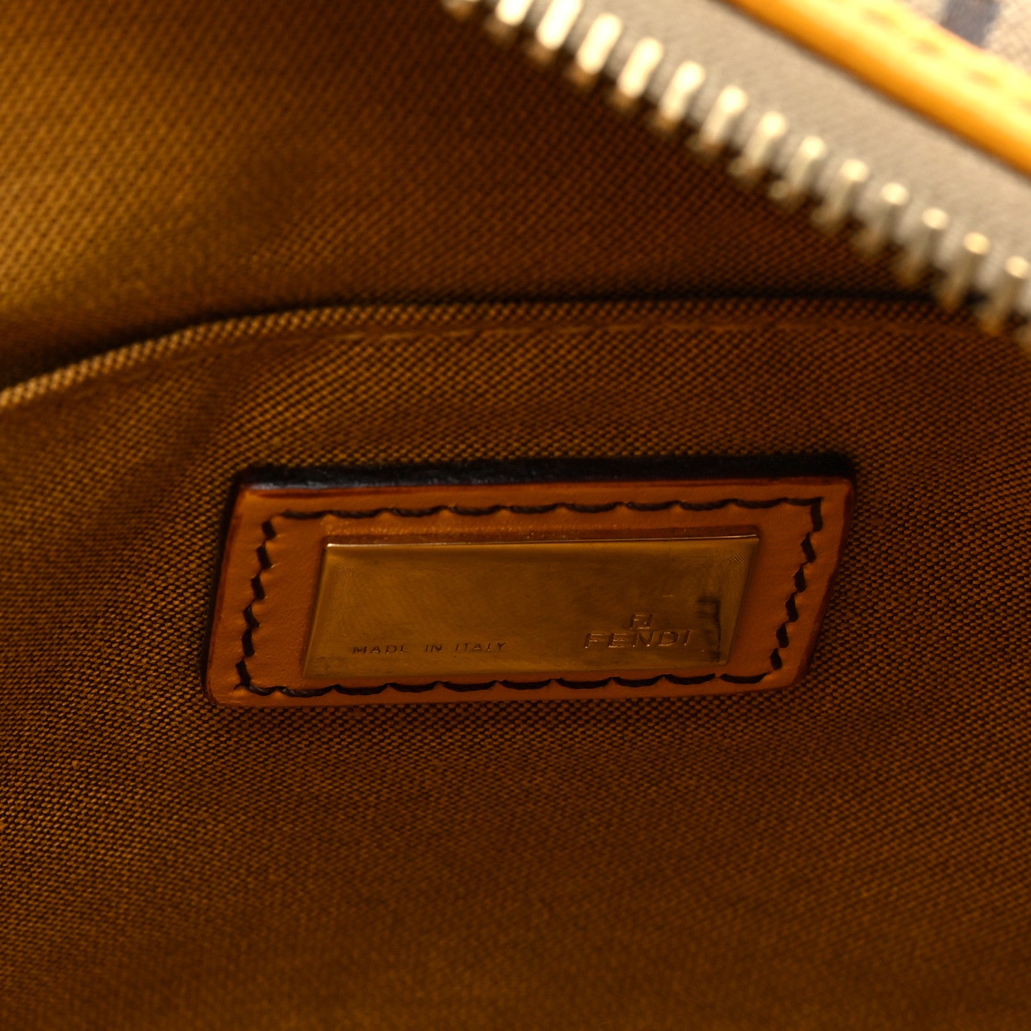 Fendi Zucchino Cuoio Chef Pocket Shoulder Bag Yellow 6 of 9