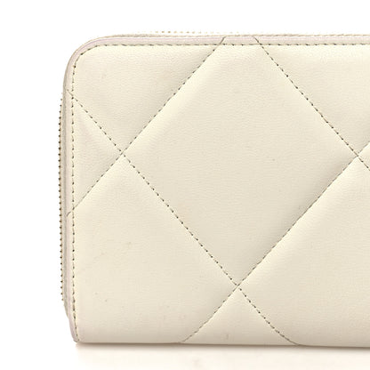 Chanel Shiny Goatskin Quilted 19 Long Zipped Around Wallet White 13 of 15