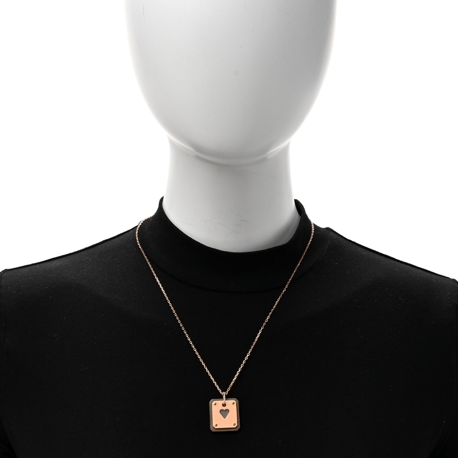 Hermes Gold Plated Swift As De Coeur Necklace Etoupe 2 of 6