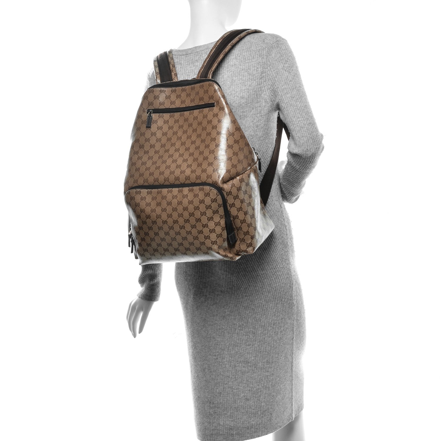 Gucci Crystal Monogram Backpack Dark Brown 2 of 9